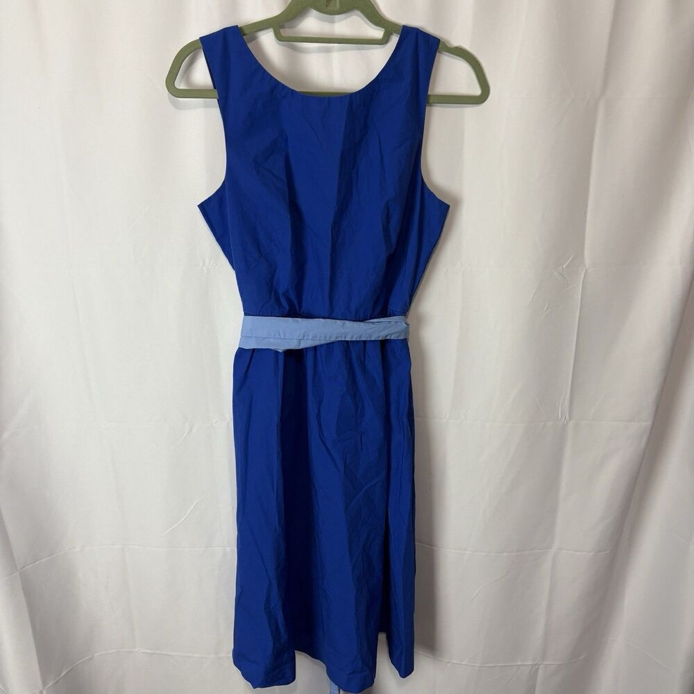 J.Crew A-line Sash Tie Brilliant Sapphire Blue Belted Cotton Size 4 Preppy